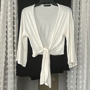 White Tie-Front Cardigan